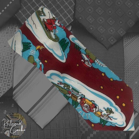 Santa Sledding Tie - Picture 1 of 6